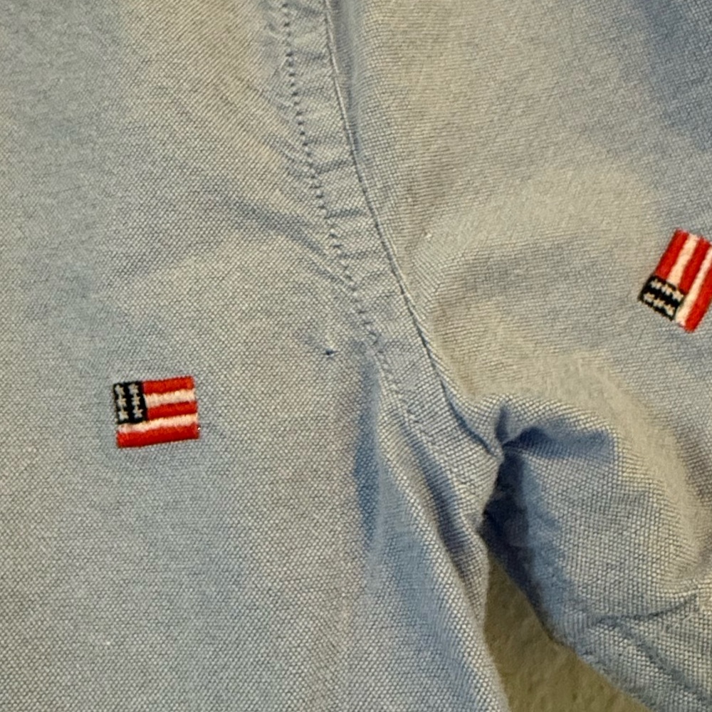 Janie & Jack American Flag Button Down Shirt Short Sleeve Embroidered Blue 5 - Picture 5 of 6